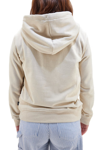 Beigefarbenes Sweatshirt mit Rundhalsausschnitt und Kapuze von Vans Drop V Logo Hoodie