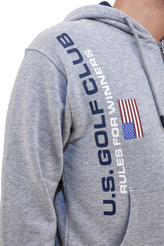 Grauer Kapuzenpullover mit Frontreißverschluss US GOLF CLUB 1279