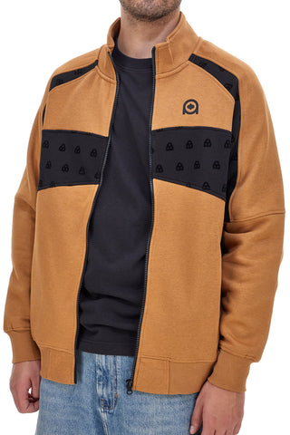 Brauner und schwarzer Pullover mit zentralem Reißverschluss BOARDMAN 1001