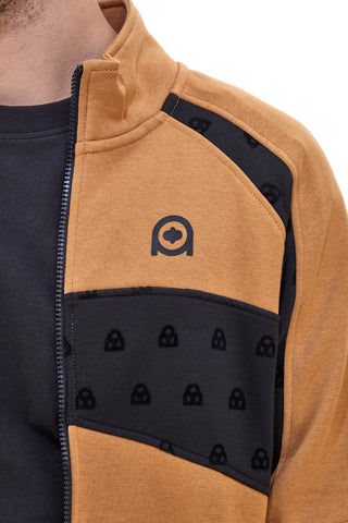 Brauner und schwarzer Pullover mit zentralem Reißverschluss BOARDMAN 1001