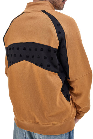 Brauner und schwarzer Pullover mit zentralem Reißverschluss BOARDMAN 1001