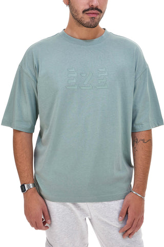 T-shirt verde con stampa frontale in rilievo BOARDMAN 1007