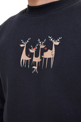 Felpa Di Natale Girocollo Nera con Renne BOARDMAN 24403