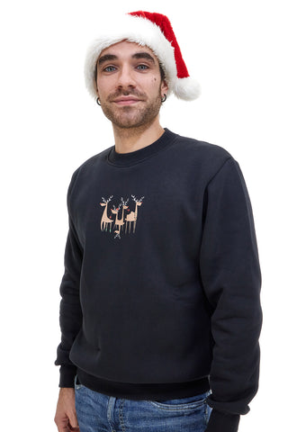 Felpa Di Natale Girocollo Nera con Renne BOARDMAN 24403