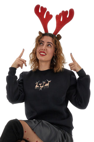Felpa Di Natale Girocollo Nera con Renne BOARDMAN 24403