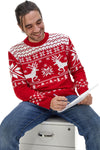 Maglione Rosso Girocollo con Fantasia Natalizia Bianca BAORDMAN X24102