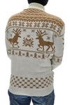 Weißer Rollkragenpullover mit Rundhalsausschnitt und goldenem Weihnachtsmuster BAORDMAN X24105