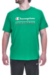 Champion 220772 Grünes Kurzarm-T-Shirt mit Logo auf der Brust