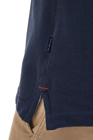 Blaues Poloshirt mit halben Ärmeln, 100 % Baumwolle, US GOLF CLUB PO2051