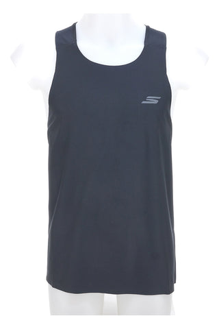 Skechers – SPEED ELITE SINGLET – Schwarzes Tanktop mit Logo auf der Brust