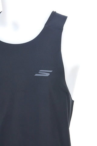 Skechers – SPEED ELITE SINGLET – Schwarzes Tanktop mit Logo auf der Brust