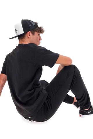 Vans – Mini Script Tee-B – Schwarzes T-Shirt mit halblangen Ärmeln