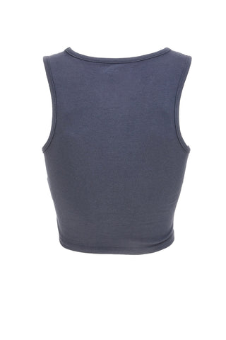 Canotta Top corto grigio con logo sfumato Vans Blur Fitted Crop Tank A