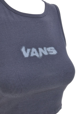 Canotta Top corto grigio con logo sfumato Vans Blur Fitted Crop Tank A