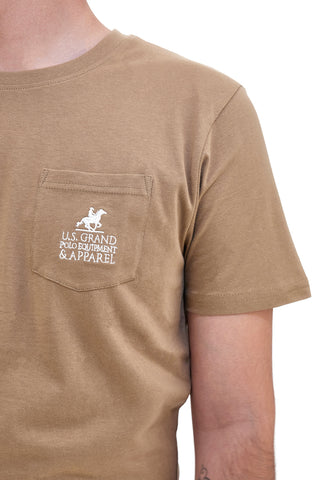 Braunes T-Shirt mit Tasche und Logo US Grand Polo US51617M