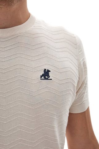 US GOLF CLUB S51224 Weißes Kurzarmtrikot mit geprägtem Design