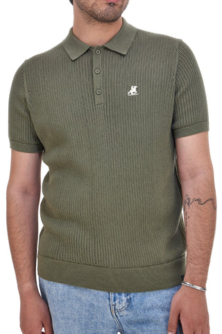 US Grand Polo US51228M Grünes Poloshirt aus Rippstrick