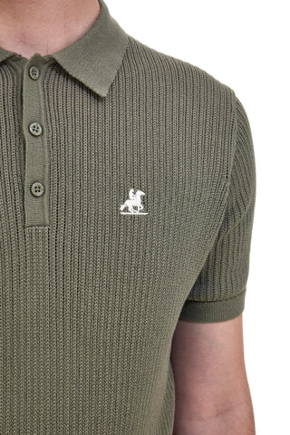 Polo verde in maglia a costine U.S. Grand Polo US51228M