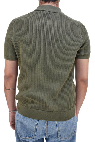 Polo verde in maglia a costine U.S. Grand Polo US51228M