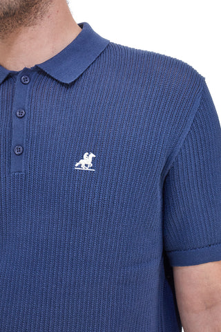 US Golf Club US51228M Blaues Poloshirt aus Baumwollstrick