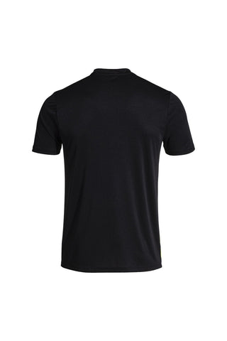 JOMA Lion II Schwarzes Sport-T-Shirt mit fluoreszierendem gelbem Muster