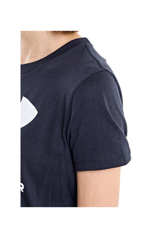 UNDER ARMOUR RIVAL LOGO SS Schwarzes T-Shirt mit Rundhalsausschnitt und weißem Logo auf der Brust