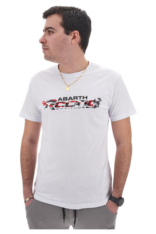 Weißes Rundhals-T-Shirt mit Racing Attitude-Aufdruck ABARTH AH24SS081
