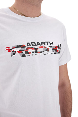Weißes Rundhals-T-Shirt mit Racing Attitude-Aufdruck ABARTH AH24SS081