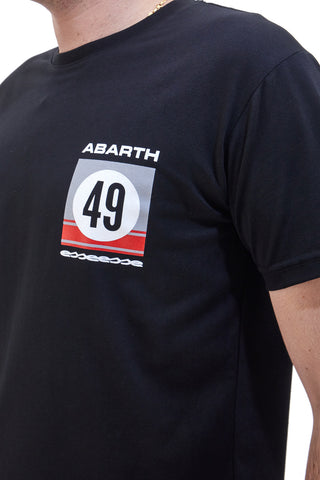 Schwarzes Rundhals-T-Shirt mit ABARTH-Herz-Logo AH24SS054
