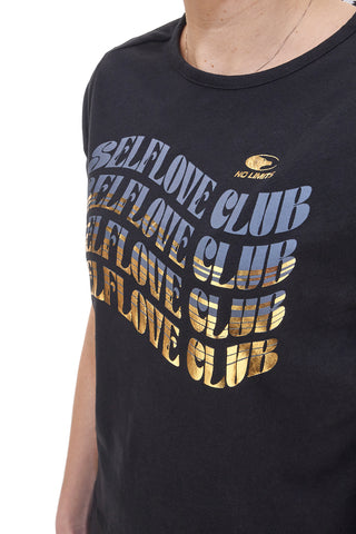 Schwarzes T-Shirt mit Frontdruck NO LIMITS LABK003S25