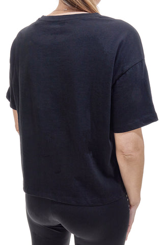 Schwarzes T-Shirt mit Frontdruck NO LIMITS LABK003S25