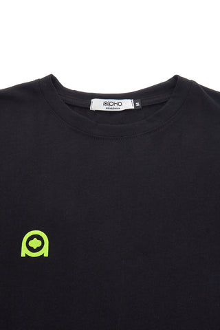 Schwarzes Kurzarm-T-Shirt mit geprägtem Aufdruck, hergestellt in Italien, Boardman Alpha 1