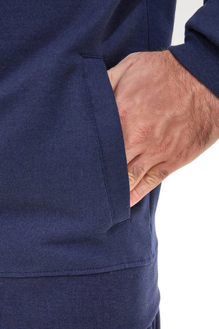 Felpa blu con zip e interno collo rosso Sevenoaks NBY316