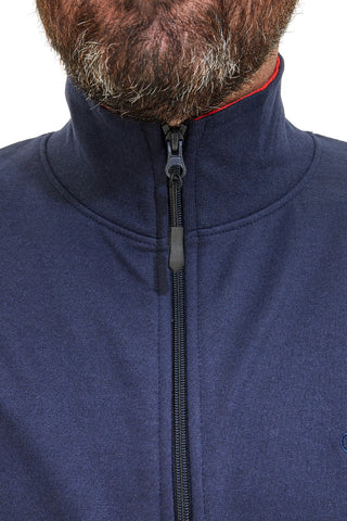 Felpa blu con zip e interno collo rosso Sevenoaks NBY316