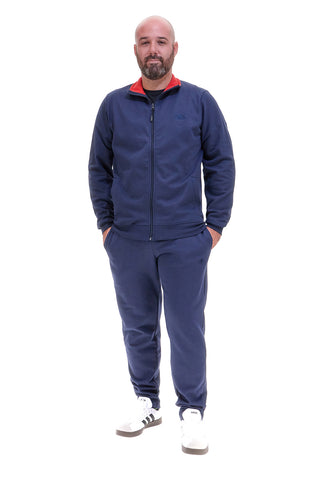 Felpa blu con zip e interno collo rosso Sevenoaks NBY316