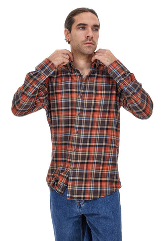 Camicia a quadri arancio 100% cotone US Golf CC09