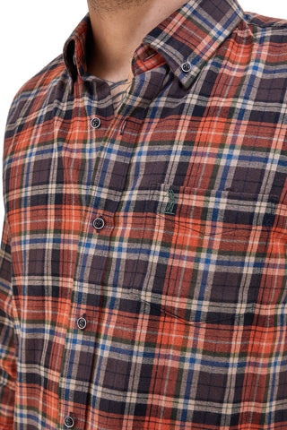 Camicia a quadri arancio 100% cotone US Golf CC09