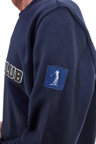 Blaues Sweatshirt mit Rundhalsausschnitt und Aufdruck „US Golf Club F106“.
