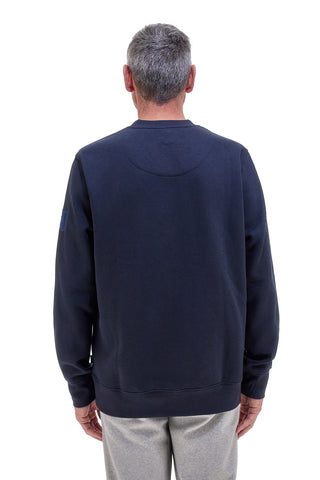Blaues Sweatshirt mit Rundhalsausschnitt und Aufdruck „US Golf Club F106“.