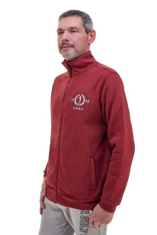 Felpa rossa full zip con ricamo U.S. Golf Club F110