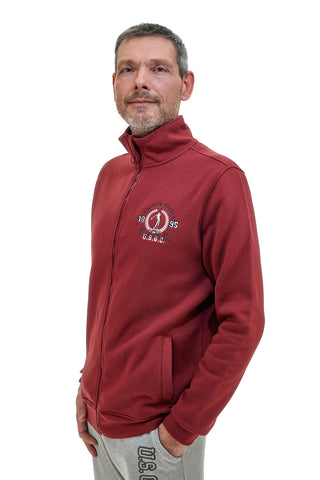 Rotes Sweatshirt mit durchgehendem Reißverschluss und US Golf Club F110-Stickerei