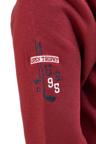 Felpa rossa full zip con ricamo U.S. Golf Club F110