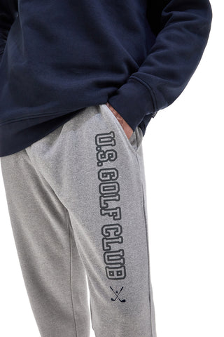 US Golf Club F105 Graue Trainingshose aus Baumwolle und Polyester mit seitlichem Aufdruck
