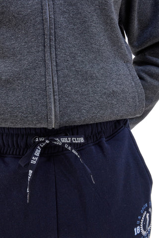 Pantaloni tuta blu in cotone e poliestere con stampa frontale U.S. Golf Club F105