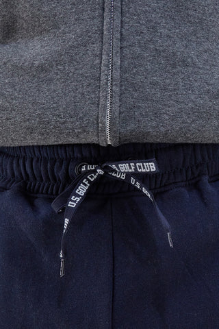 Pantaloni tuta blu in cotone e poliestere con stampa frontale U.S. Golf Club F105