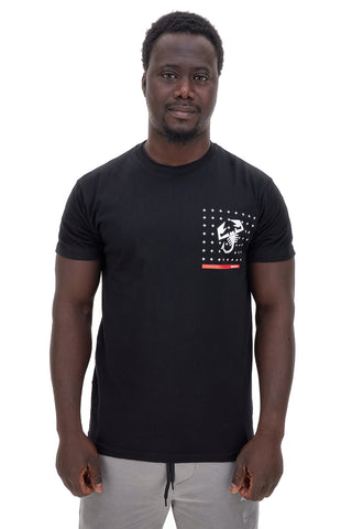 Schwarzes T-Shirt mit Brustdruck und roten Abarth-Details AH024TEA