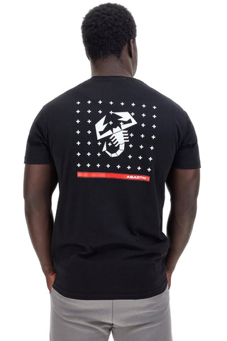 Schwarzes T-Shirt mit Brustdruck und roten Abarth-Details AH024TEA