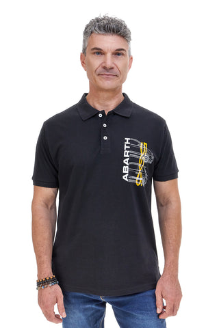 Schwarzes Poloshirt mit Abarth-Grafikdruck AH24SS153