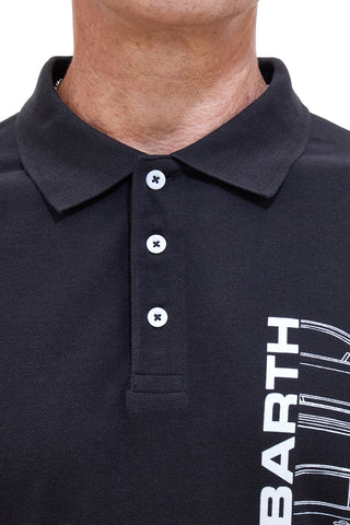 Polo nera con stampa grafica Abarth AH24SS153