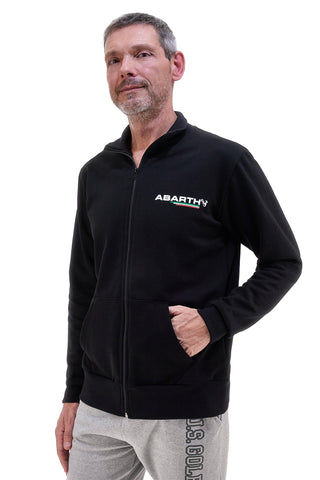 Schwarzes Sweatshirt mit durchgehendem Reißverschluss, 100 % Baumwolle, Abarth AH002ZP